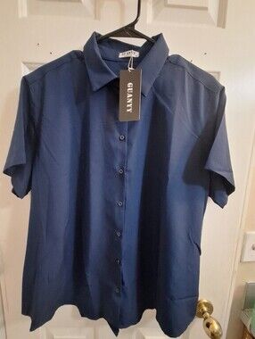 NWT GAUNYY Women Short Sleeve Dark Blue Top XXL